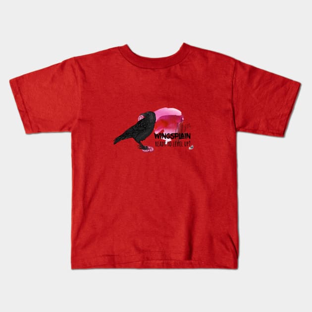 Wingsplain Raven Eating Nectar - Wingspan Board Game Kids T-Shirt by Graphics Gurl